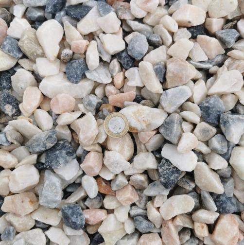 Flamingo - 20mm Pink,cream & grey coloured stone ideal for use in gardens rockeries & borders or for driveways and paths.