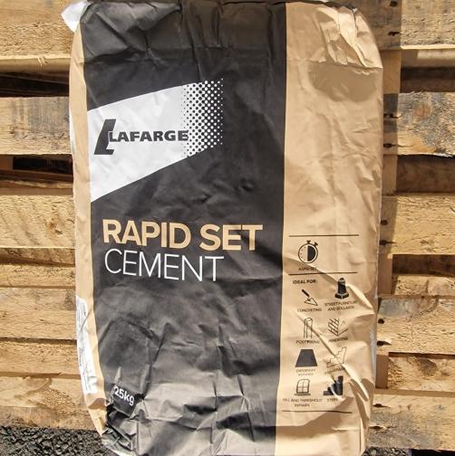 Lafarge rapid set cement 25Kg Paper Bags Available Single or 60 on a pallet.